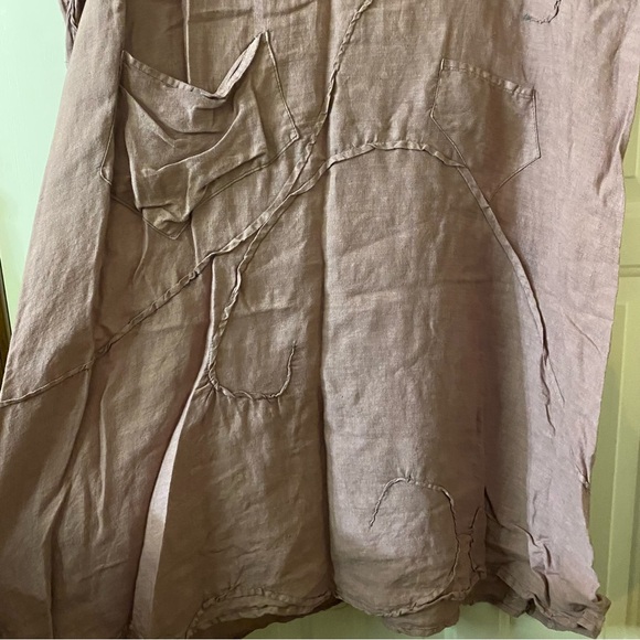 Cynthia Ashby Lagenlook Long Sleeve Linen Dress Dusty Pink Size Large - Picture 5 of 12